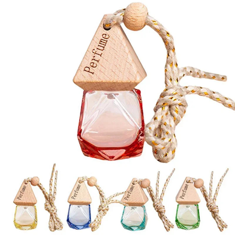 Auto Aromatherapy Fragrance Pendent Bottle Perfume Diffuser Automotive Decoration Car Hanging Glass Bottle Empty Perfume