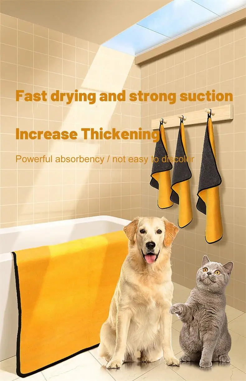 Pet Dog Cat Towels Soft Fiber Towels Water-absorbent Bath Towel Pet Shop Cleaning Towel Pet Supplies