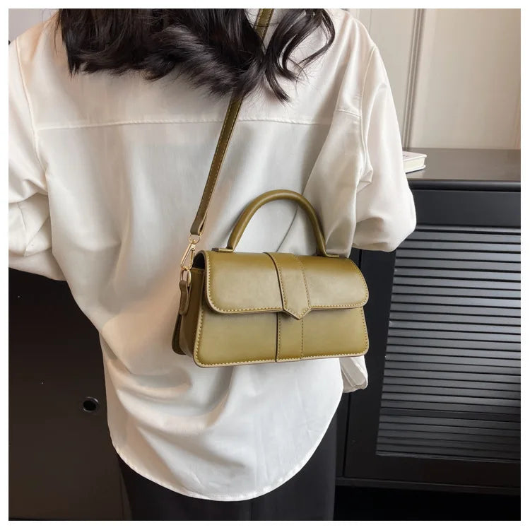 XOUHAM Pu Leather Shoulder Bag for Women Handbag Fashion Crossbody Bags Vintage Underarm Bag Female Casual Flip Square Satchel