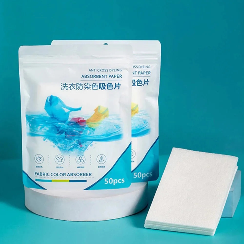 50 PCS/Bag Laundry Tablets Laundry Paper Anti-Staining Clothes Sheets Anti-String Mixing Color Absorption Washing Accessories 