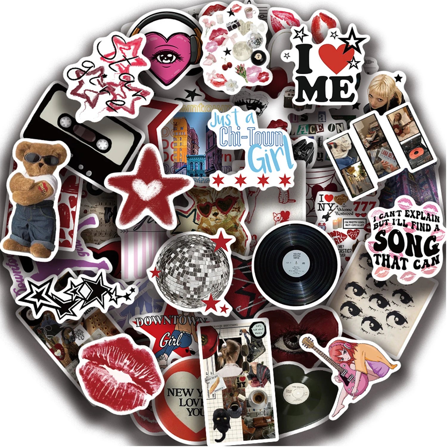 50pcs Downtown Girls Aesthetic Y2K Graffiti Stickers DIY Phone Guitar Laptop Notebook Suitcase Cup Waterproof Sticker Kids Toys