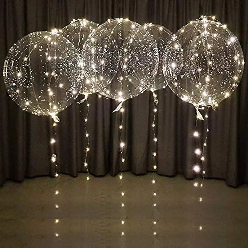 LED Glowing Wave Balloons, Transparent Light String Balloons, Holiday Decorations, Birthday and Wedding Party Supplies, Baby Wel