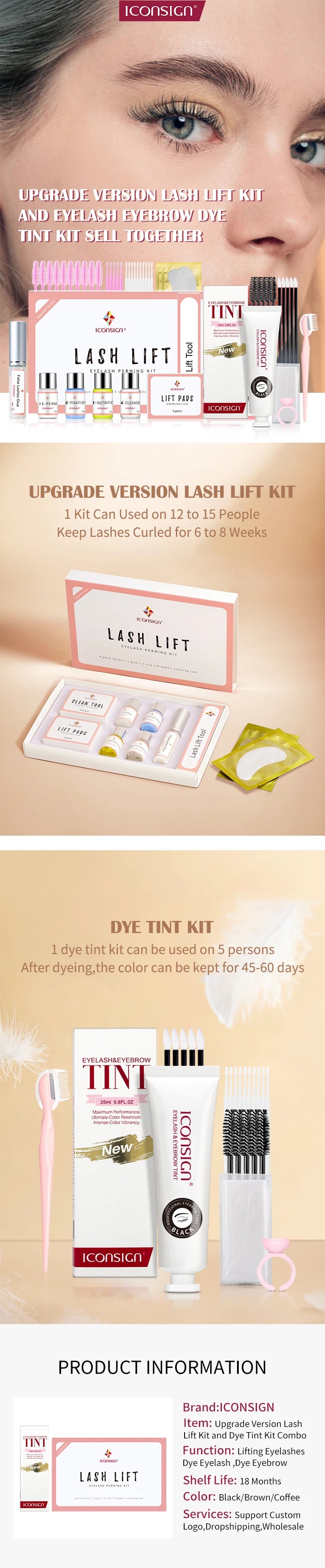 Upgrade Version Lash Lift Kit & Eyelash Eyebrow Dye Tint Kit ICONSIGN Lash Lift Eyelash Brow Beard Dye Eye Makeup Tools