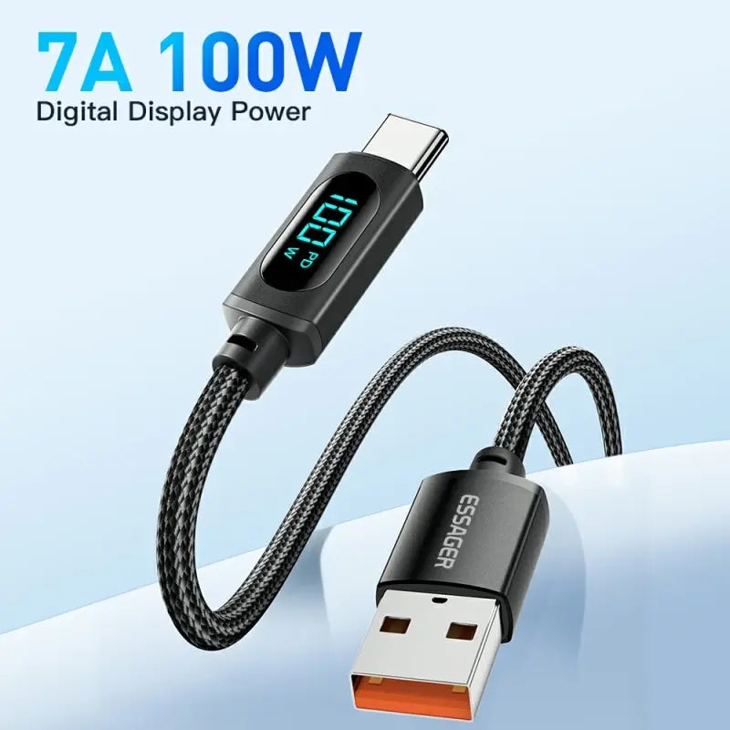 كابل Essager USB Type C لهاتف Huawei Honor Xiaomi Samsung Super Charge 66W/100W شحن سريع كابل بيانات USB C سلك سلك