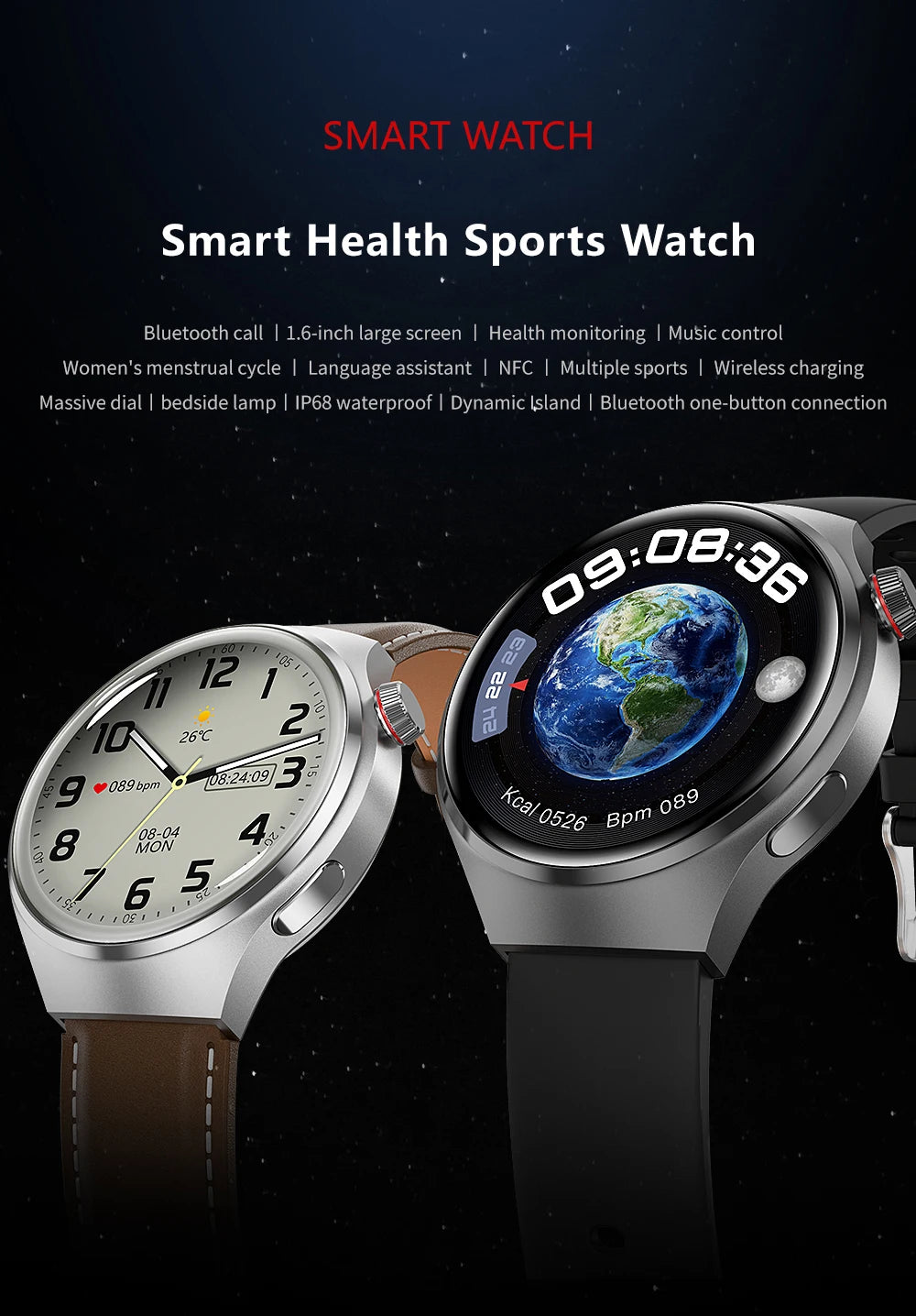 New GPS Smart Watch Men For Huawei Watch 4 Pro 360*360 HD Screen Heart rate Bluetooth Call IP68Waterproof Blood Sugar Smartwatch