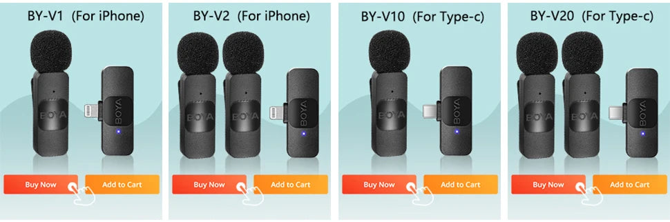 BOYA BY-M1V Wireless Lavalier Lapel Condenser Microphone for iPhone Android Smartphone Camera PC  Gaming YouTube Broadcast Vlog