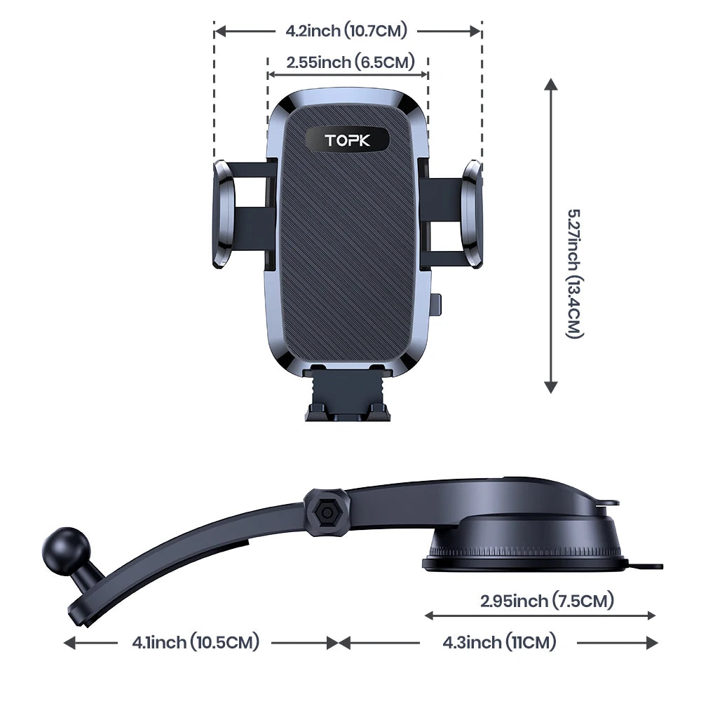 TOPK Car Phone Holder Stand Gravity Dashboard Phone Holder Mobile Phone Support Universal For iPhone 13 12 11 Xiaomi Samsung