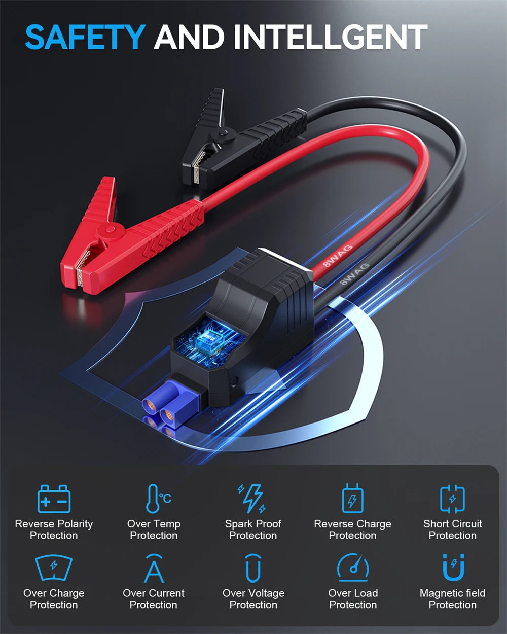 NWISE 2000A Car Power Bank Jump Starter Portable Emergency Starter Auto Car Battery Charger Booster 12V Starting Device