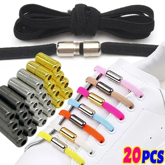 Elastic No Tie Shoelaces Semicircle Shoe Laces For Kids and Adult Sneakers Shoelace Quick Lazy Metal Lock Strings Rope Capsule