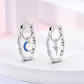 Bulbusbow Luminous Shell Women Earrings Original 925 Sterling Silver Pave CZ Star Moon Hoop Earrings Engagement Wedding Jewelry