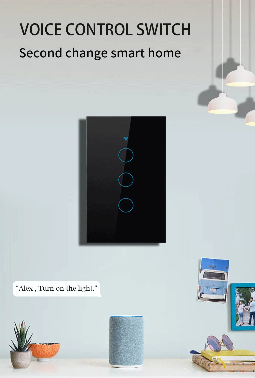 Tuya WiFi Smart Light US Switch 1/2/3/4 Gang Neutral Wire/No Neutral Wire Required Wall Touch Switch Work with Alexa Google Home