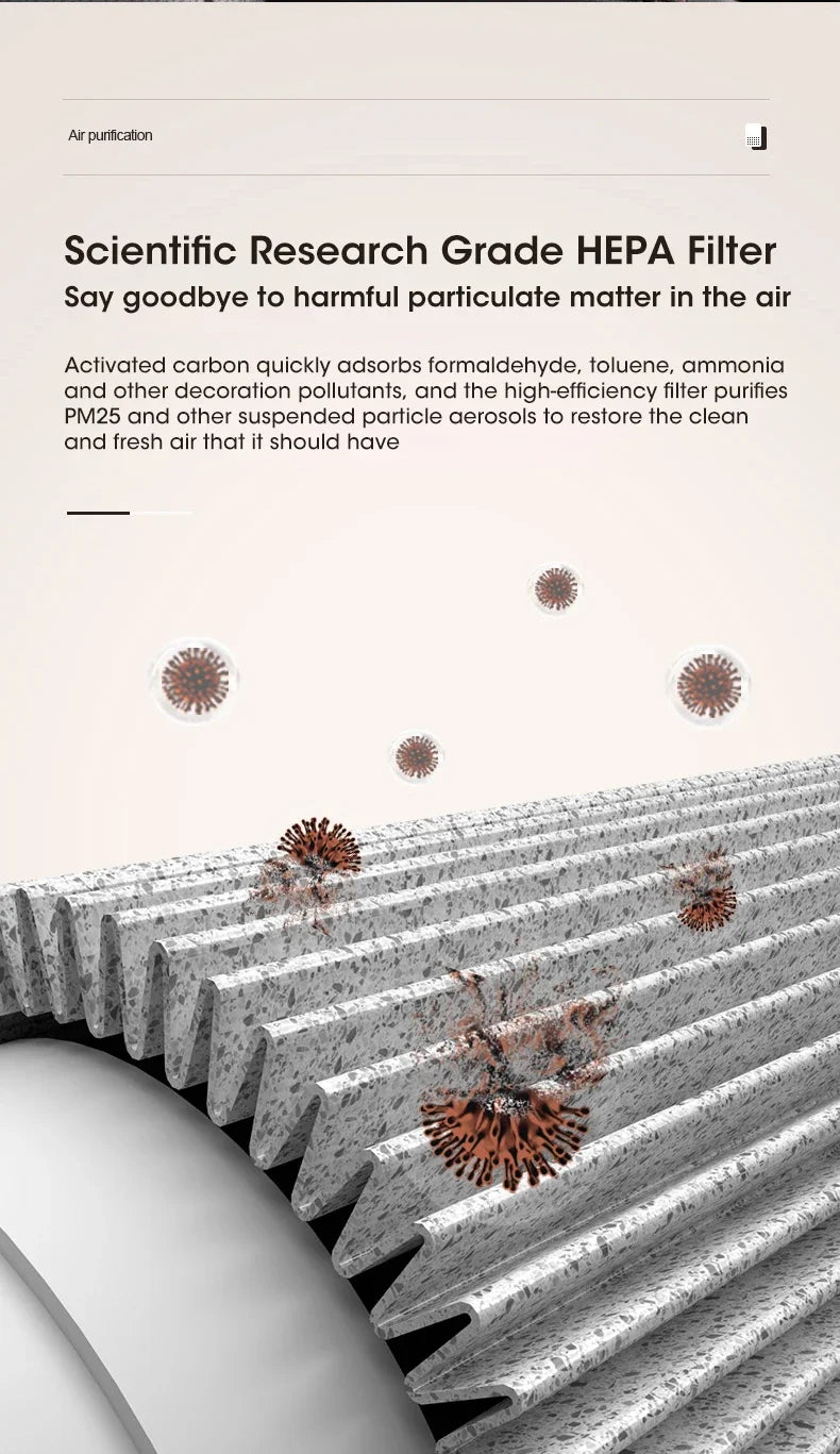 智能空气净化器负离子发生器H12 HEPA过滤净化智能桌面空气净化器