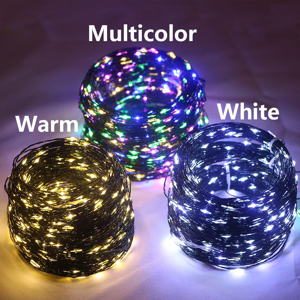 1PCS 500/1000LED Fairy String Lights Christmas Garland Outdoor Decor Lights Waterproof With Remote For Tree Street Wedding Party