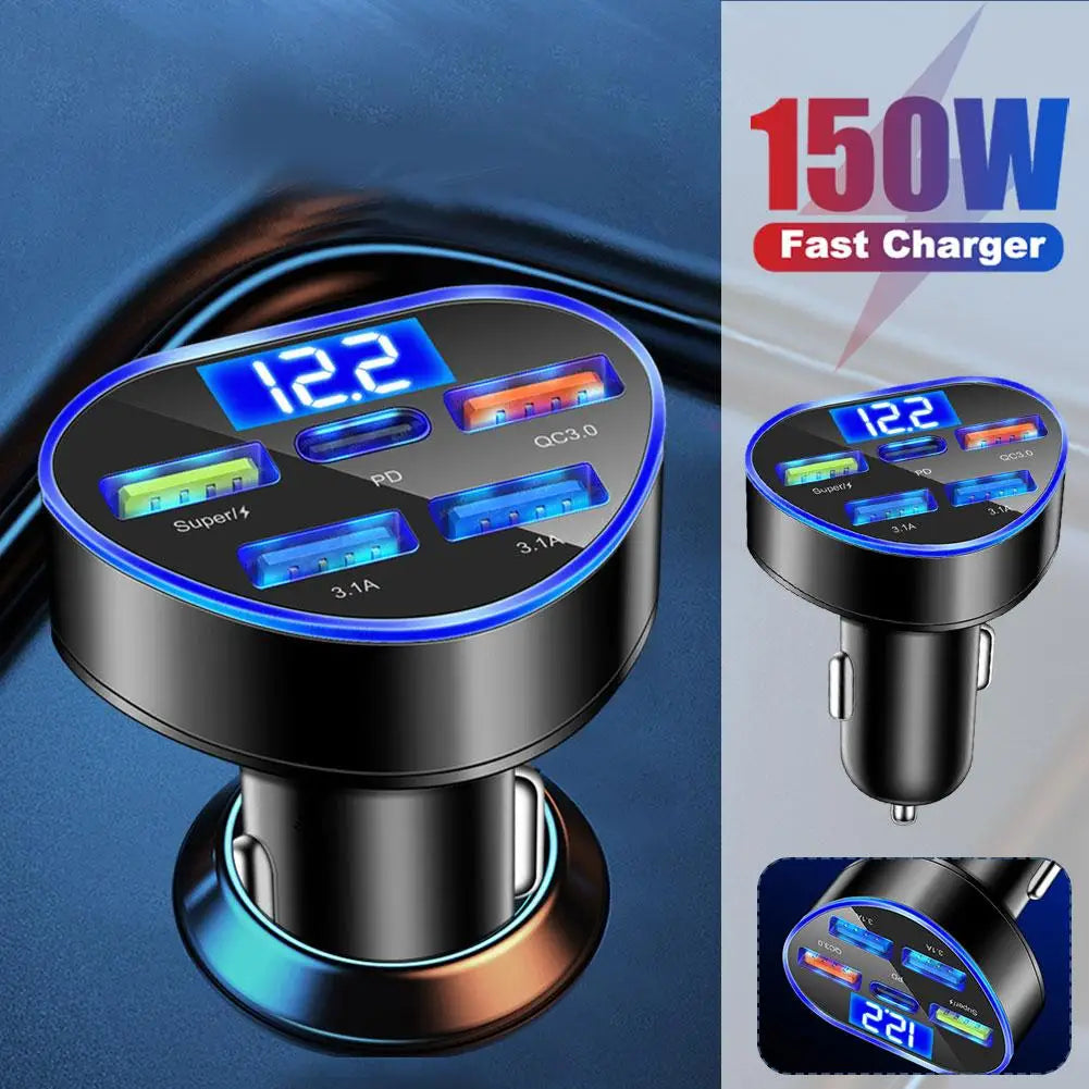 4usb PD 66W Car Charger Type C Fast Charging Auto Mobile Phone Adapter For iPhone QC 3.0