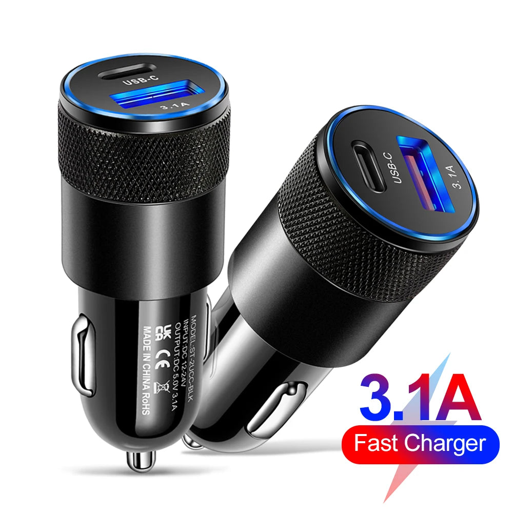 70W PD Car Charger USB Type C Fast Charging Car Phone Charger Adapter for iPhone 15 14 iPad Xiaomi Huawei Samsung Quick Charger