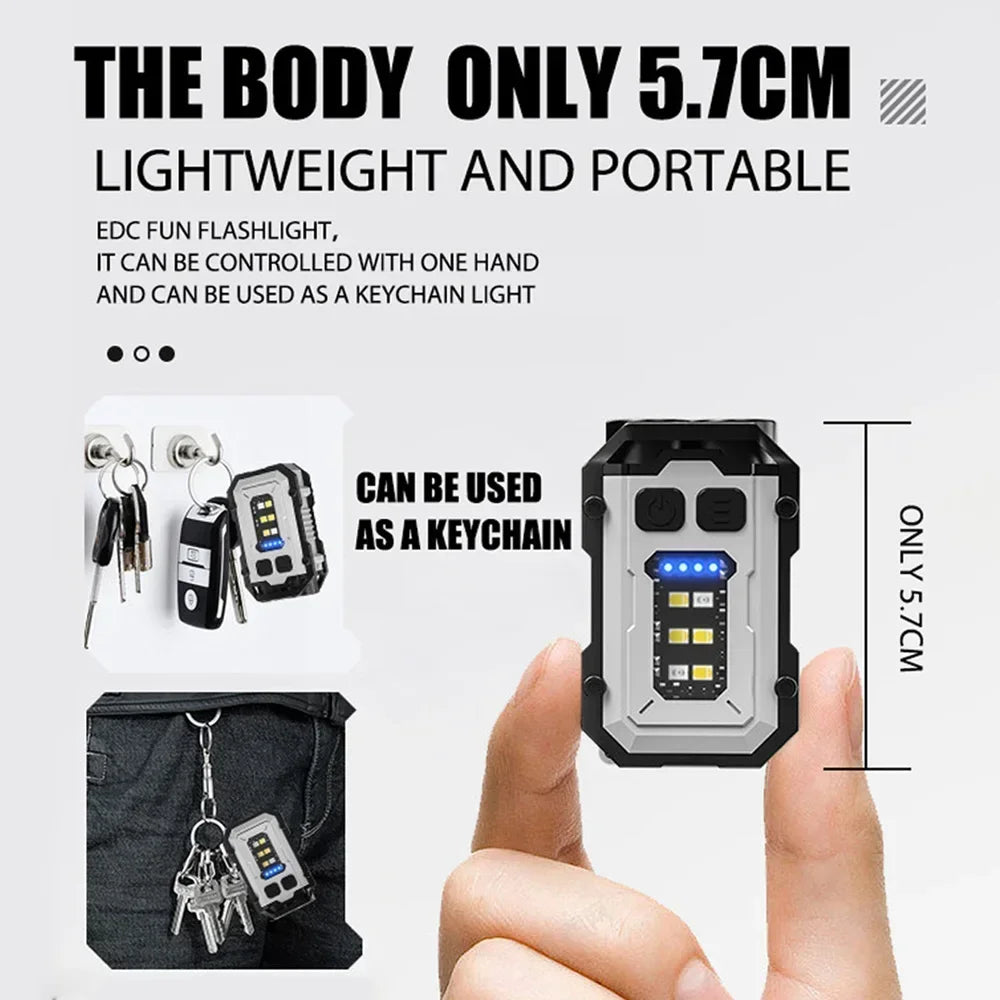 Powerful Pocket Torch Light Rechargeable Super Bright LED Multifunctional Linterna Magnetic COB LED EDC Mini Keychain Flashlight