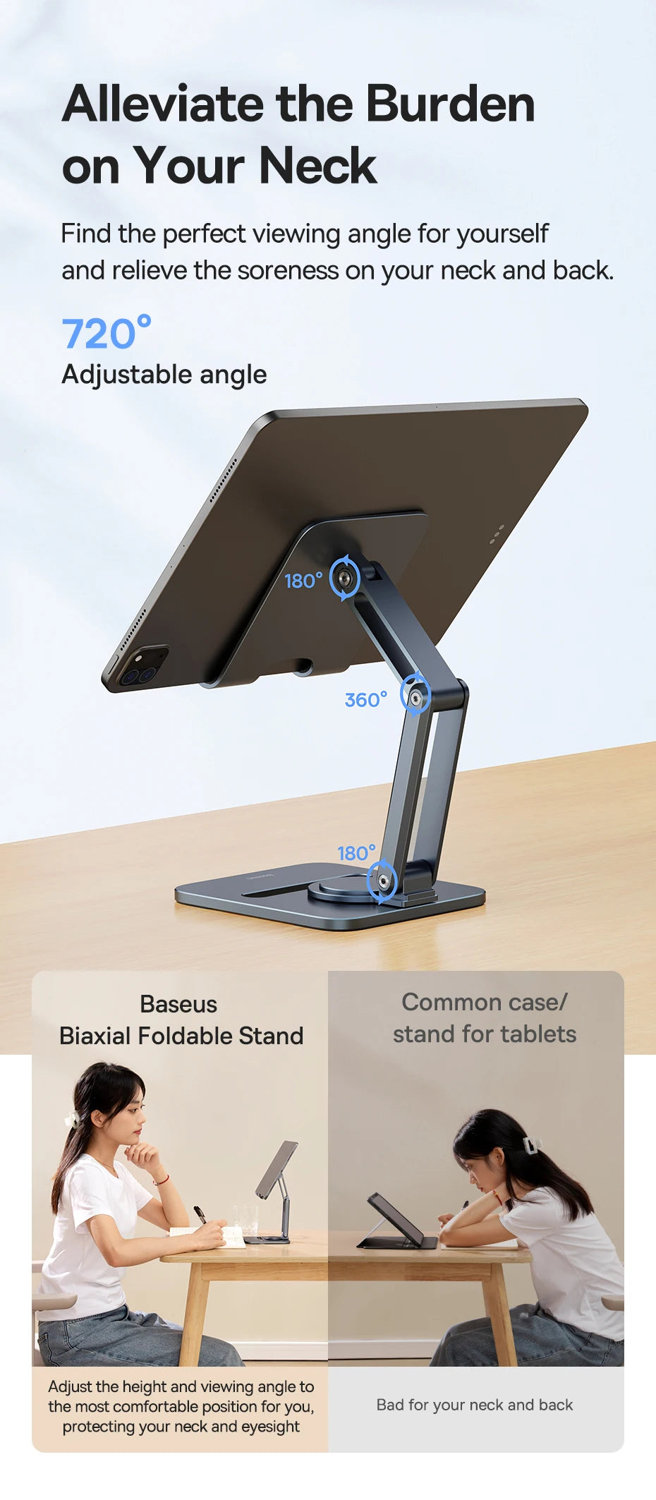 Baseus Tablet Stand For iPad Pro 12.9 11 Xiaomi Tablet Aluminum Desktop Holder For iPad Stand Bracket Mount Support Holder Stand