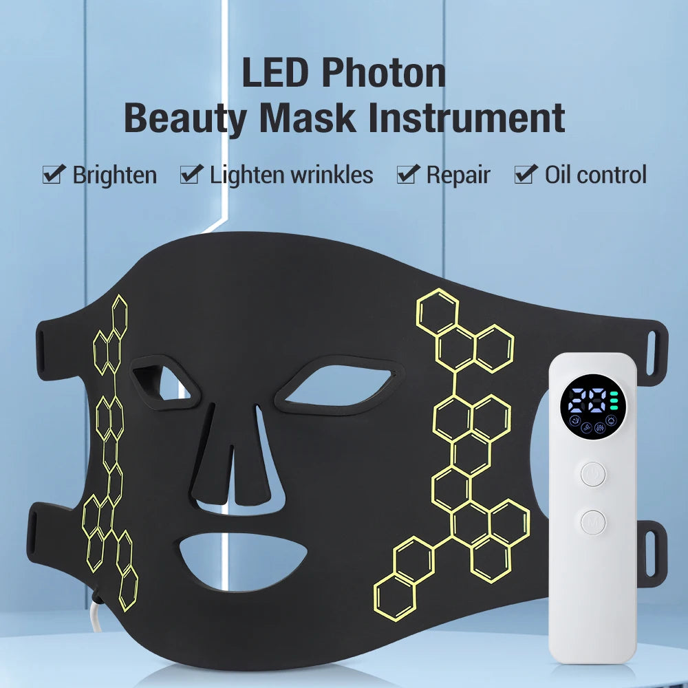 4 Color LED Facial Mask w/ Neck Face Care Treatment Beauty Anti Acne Korean Photon Therapy Face Whiten Skin Rejuvenation Machine