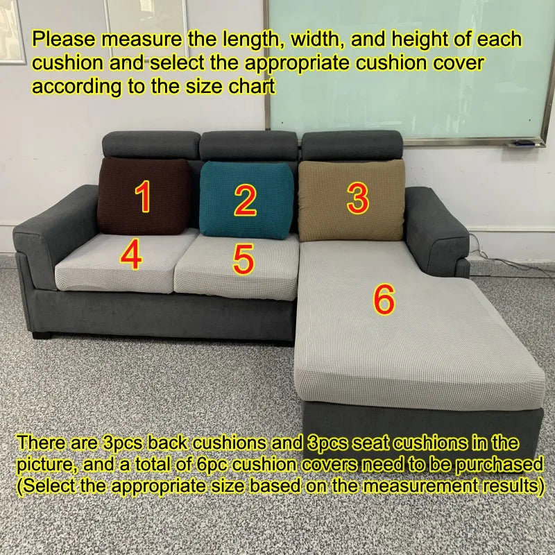 Waterproof Thick Jacquard Sofa Cushion Cover For Living Room Anti-slip Anti-dust Solid Color 1PC Elastic Sofa Cover