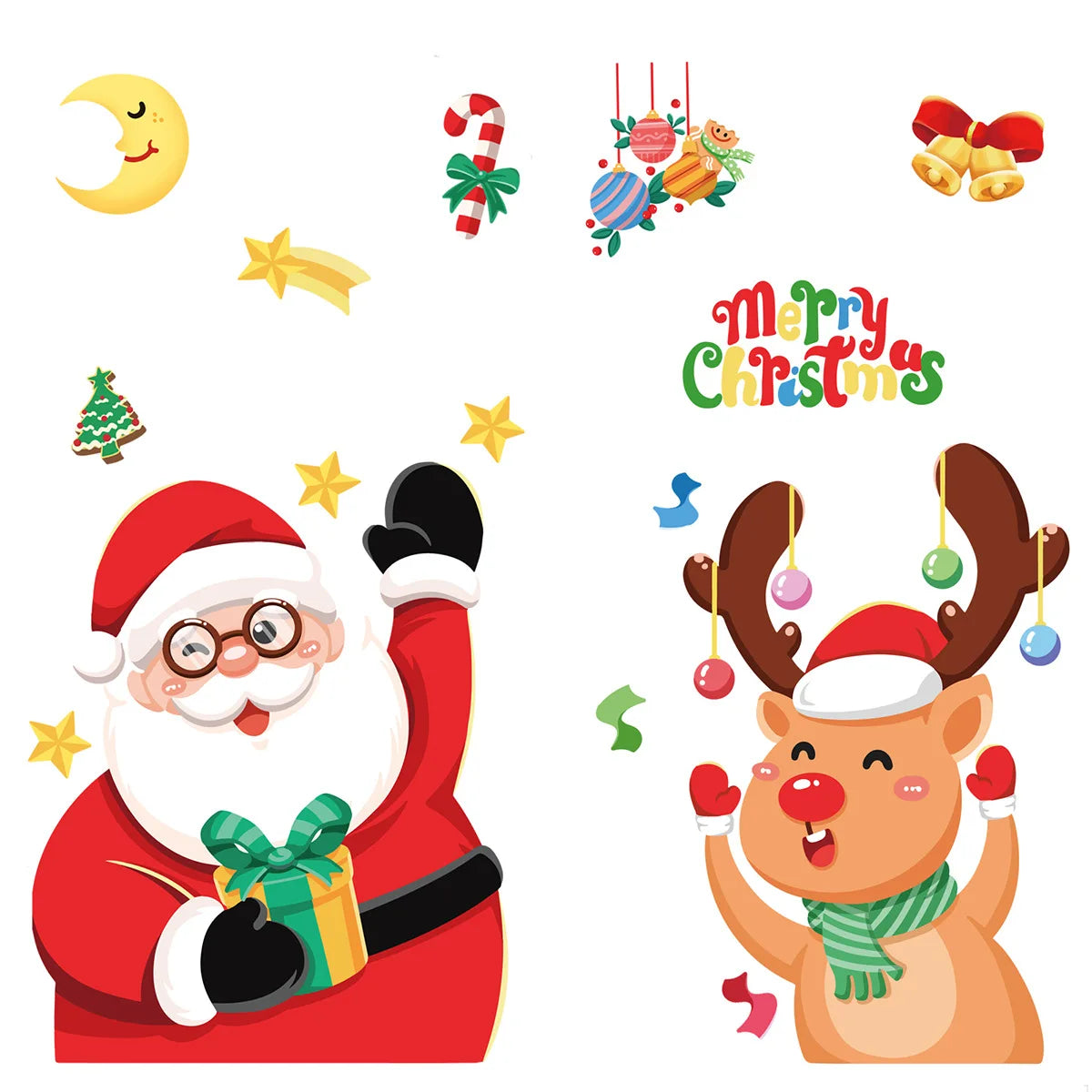 New Christmas Window Stickers Bathroom Shadow Clings Xmas 2023 New Year's Eve Merry Christmas For Kid Birthday Party Decorations