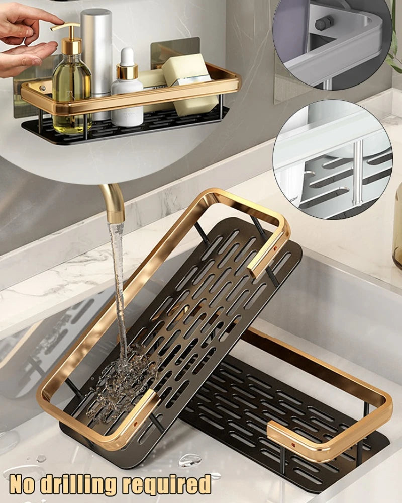 Kitchen Storage bathroom shelves Organizer Aluminum Alloy Shower Shelf  Accessories Shampoo Rack multi-scenario No Drill Shelf