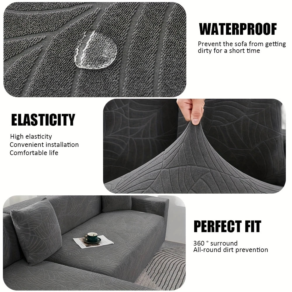 Waterproof Thick Jacquard Sofa Cushion Cover For Living Room Anti-slip Anti-dust Solid Color 1PC Elastic Sofa Cover