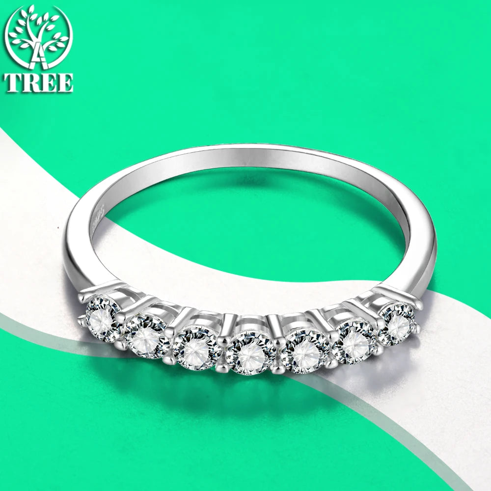 ALITREE D Color Moissanite Ring 925 Sterling Sliver Round Cut VVS1 Diamond Cocktail Rings for Women Wedding Accessories Jewelry