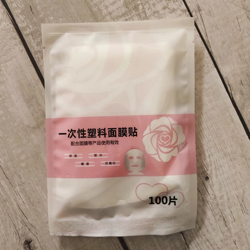 100Pcs Natural Disposable Plastic Film Skin Care Full Face Cleaner Mask Paper Disposable Paper Masks Beauty Healthy Tool