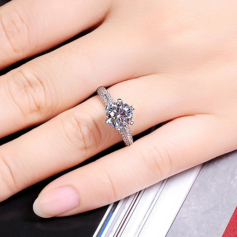 Luxury 2 Carat Engagement Wedding Rings For Women, Certified 925 Sterling Silver Ring Gift Jewelry Bride Fashion Accessories