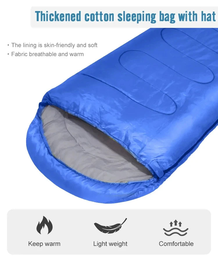 Camping Sleeping Bag Lightweight 4 Season Warm Envelope Backpacking Outdoor Cotton Winter Sleeping Bag