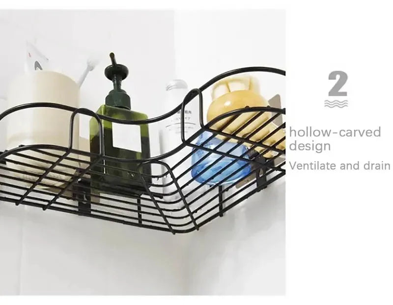 Toilet Storage Rack Bathroom Shelf No-Drill Corner Shelf Shower Wall Mounted Shelf Bracket Bathroom Accessory Organizer Shampoo