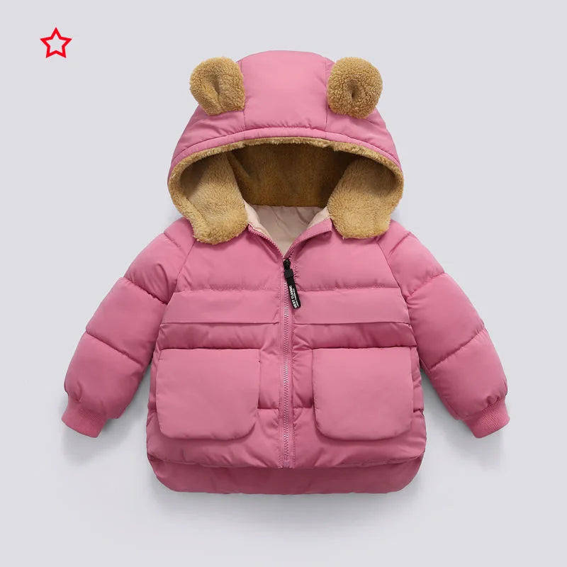 Girls Boys Autumn Down Coats Kids Winter Warm Hooded Jackets New Children Thicken Fashion Outerwear Casual Lamb Fleece Clothing