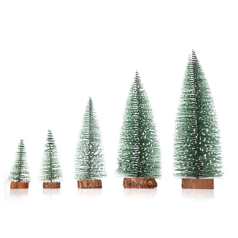 1pc 10cm-30cm Mini Christmas Tree with Snow Covered Pine DIY Ornaments Desktop Decoration Small Christmas Tree Christms Gift