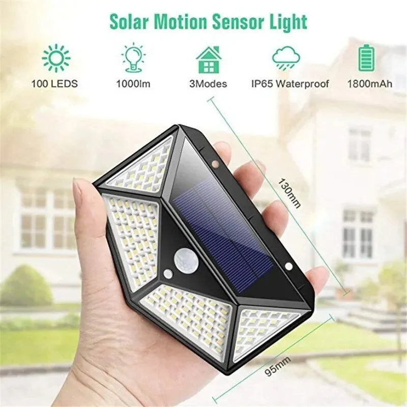 6Pcaks 100 LED Reflectors Solar Lamp Motion Sensor Outdoor Garden Decoration Solar Led Sensor Lighting Waterproof Spotlight