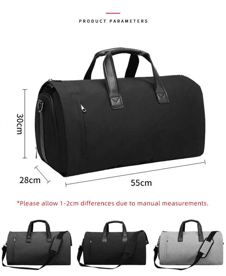 Convertible Garment Bags for Travel Large Capacity Duffel Bag with Shoe Pouch Weekend Business Trip Luggage Carry On Tote XM130