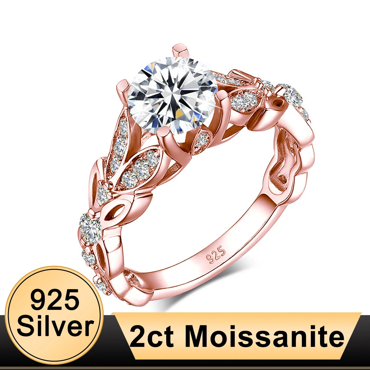 Madison Audury Luxury 2ct Moissanite Rings for Women 925 Silver D Color Sparkling Lab Diamond Anniversary Ring Wedding Jewelry