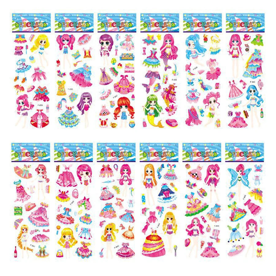 5 Sheets Kids Stickers Puffy Stickers for Children Birthday Christmas New Year Gift for Girl Boy Scrapbooking Cartoon Stickers