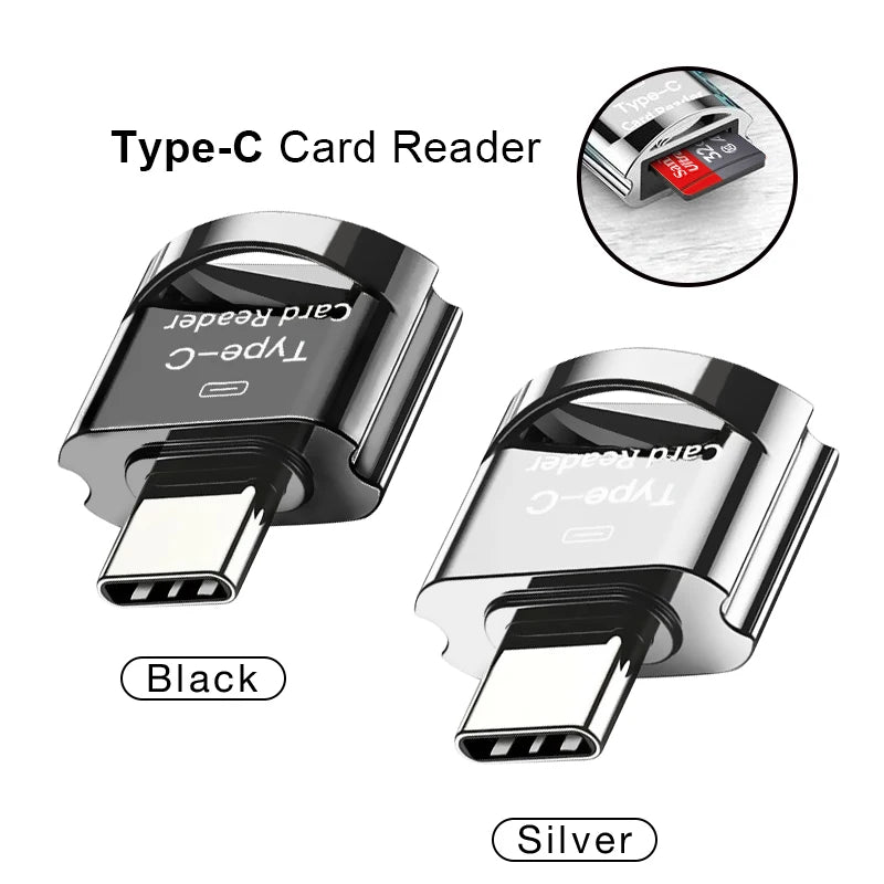 Type C 转 Microsd TF 适配器 OTG 智能存储卡读卡器 Type-C Micro USB 转 Micro-SD 适配器适用于 PC/Mac