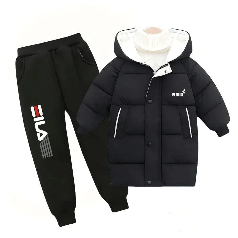 Boys' and Girls' Clothing Set, Warm Feather Jacket, Clothing Set, Children's Snow Clothing, Coat, Pants, Winter 2024