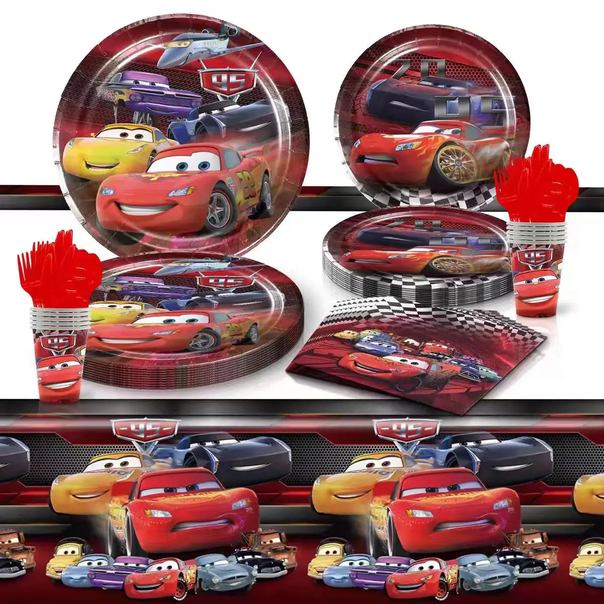 Disney Pixar Cars Birthday Party Decorations Child Lightning Mcqueen Theme Tableware Set Balloon Deco Happy Banner Supplies Boy