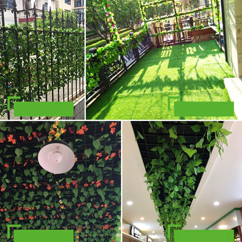 12Pcs/Pack Artificial Ivy Pothos Wall Hanging Decor Fake Plants Liana Vine String Leaves Home Outdoor Garden Wedding Decorations