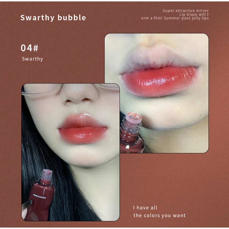 Mirror Lip Gloss Lip Glaze Transparent Glass Lip Oil Korean cosmetics Waterproof Liquid Lipstick Nude Brown Clear Tint Makeup