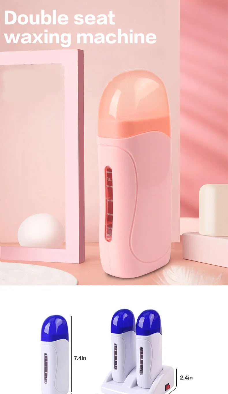 Electric Double Wax Heater Epilator Cartridge Wax Roller Base Roll On Waxing Refillable Hair Removal Machine Depilatory Heater