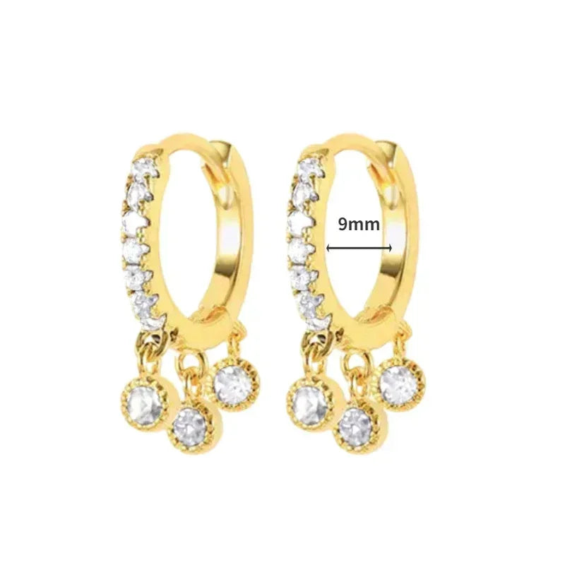 Bulbusbow Women's 925 Sterling Silver Crystal Zircon Water Drop Hoop Earrings in Gold