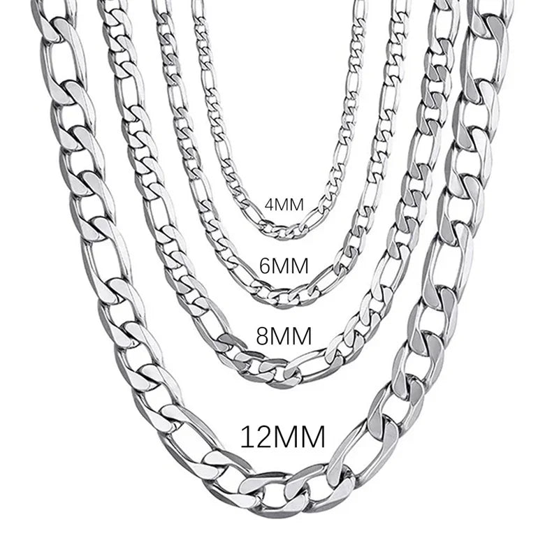 Bulbusbow Men’s 925 Sterling Silver Figaro Chain Necklace in 4MM, 6MM, 8MM, and 12MM | Unisex Fashion Jewelry