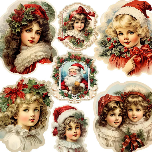 Vintage Christmas Children Stickers Crafts And Scrapbooking stickers kids toys book Decorative sticker DIY Stationery