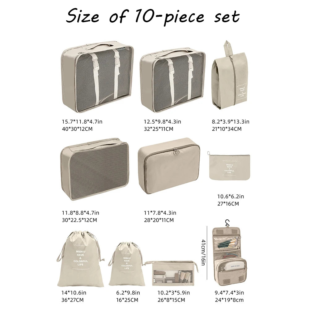 7/8/9/10 Pcs Set  Travel Portable Folding Multifunctional Clothing/Shoes Storage Bag Tidy Bag