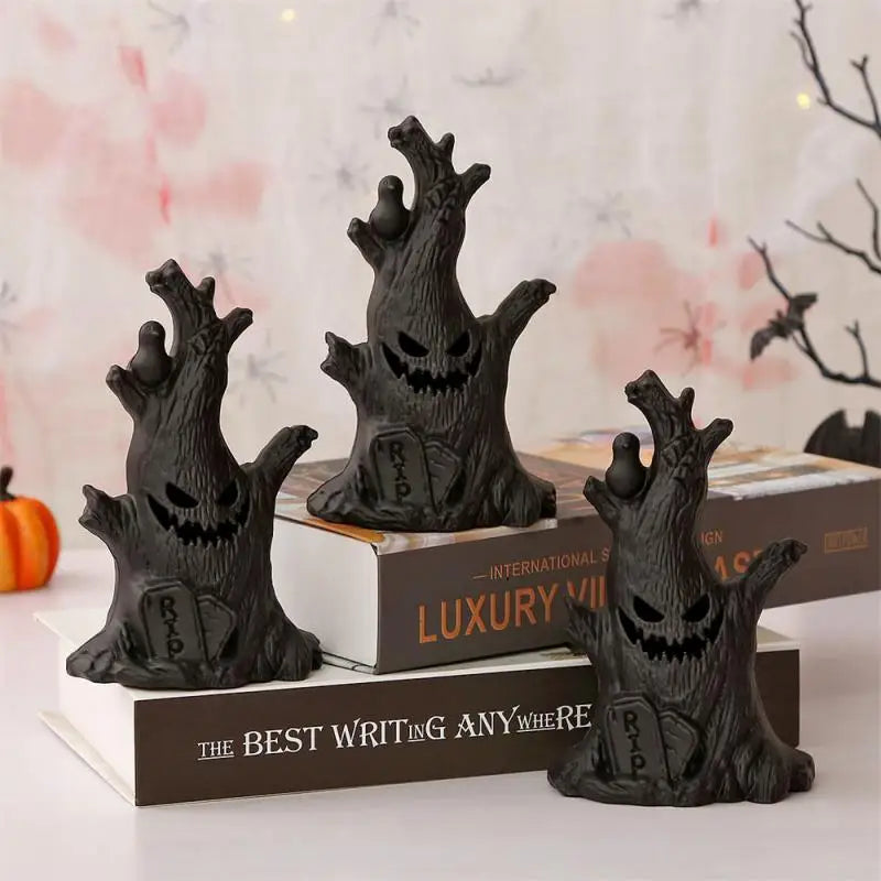 Halloween Ghost Tree LED Glow Ghost Lights Electronic Pumpkin Witch Candle Lamp Horrific Atmosphere Decoration Party Supplies