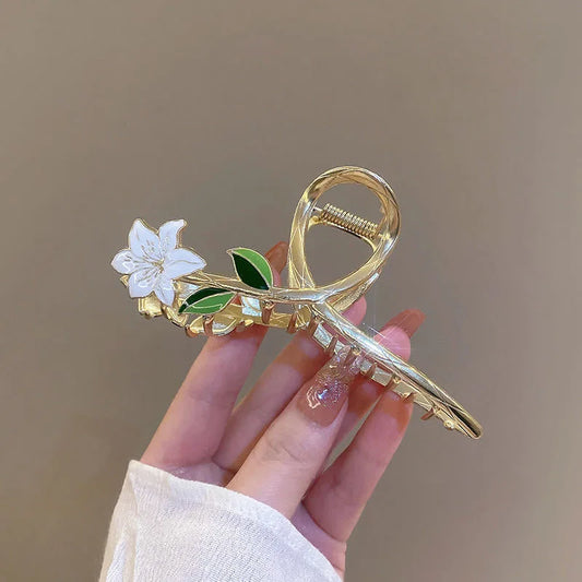 Spring Popular Hand-painted Oil Flower Hair Clip, Sweet and Girlish Temperament, Hair Clip on the Back of the Head