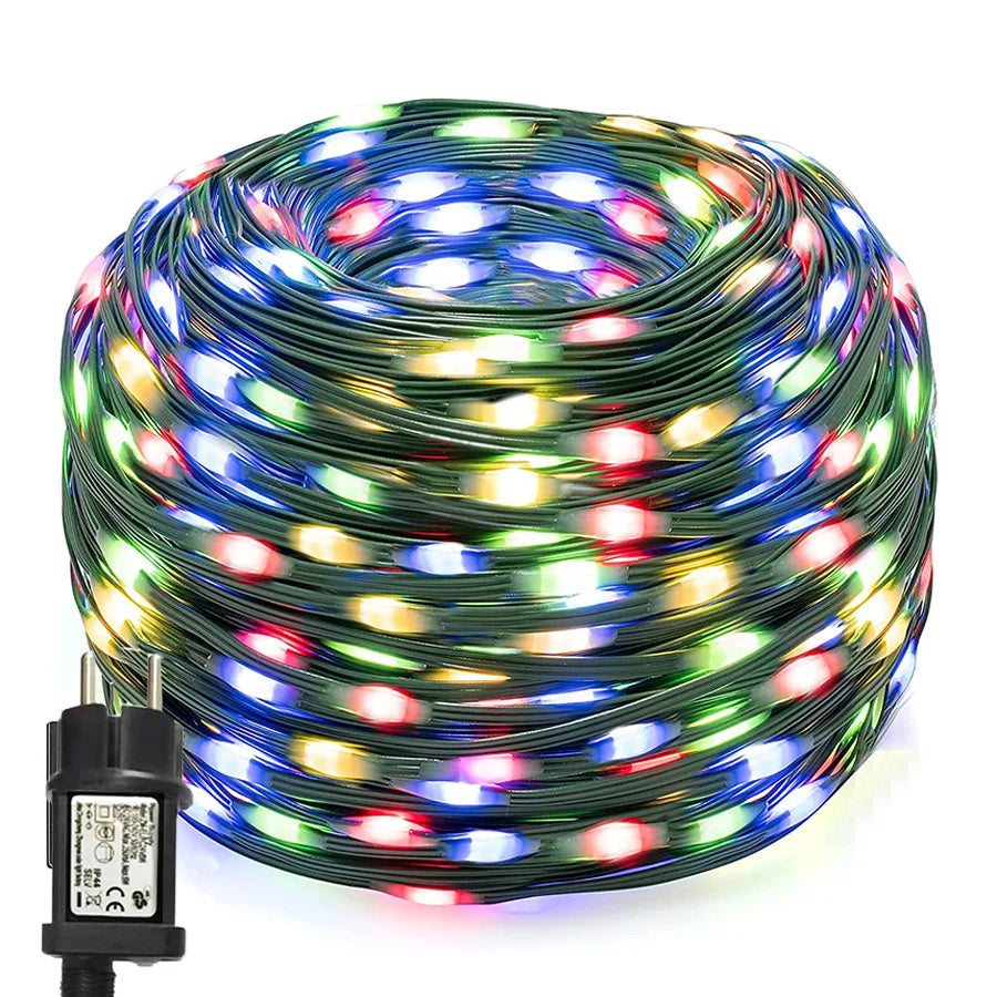 Outdoor 8 Modes 100M 800LEDs Christmas Fairy Lights Garland Waterproof Leather Wire String Lights for Party Wedding Patio Decor